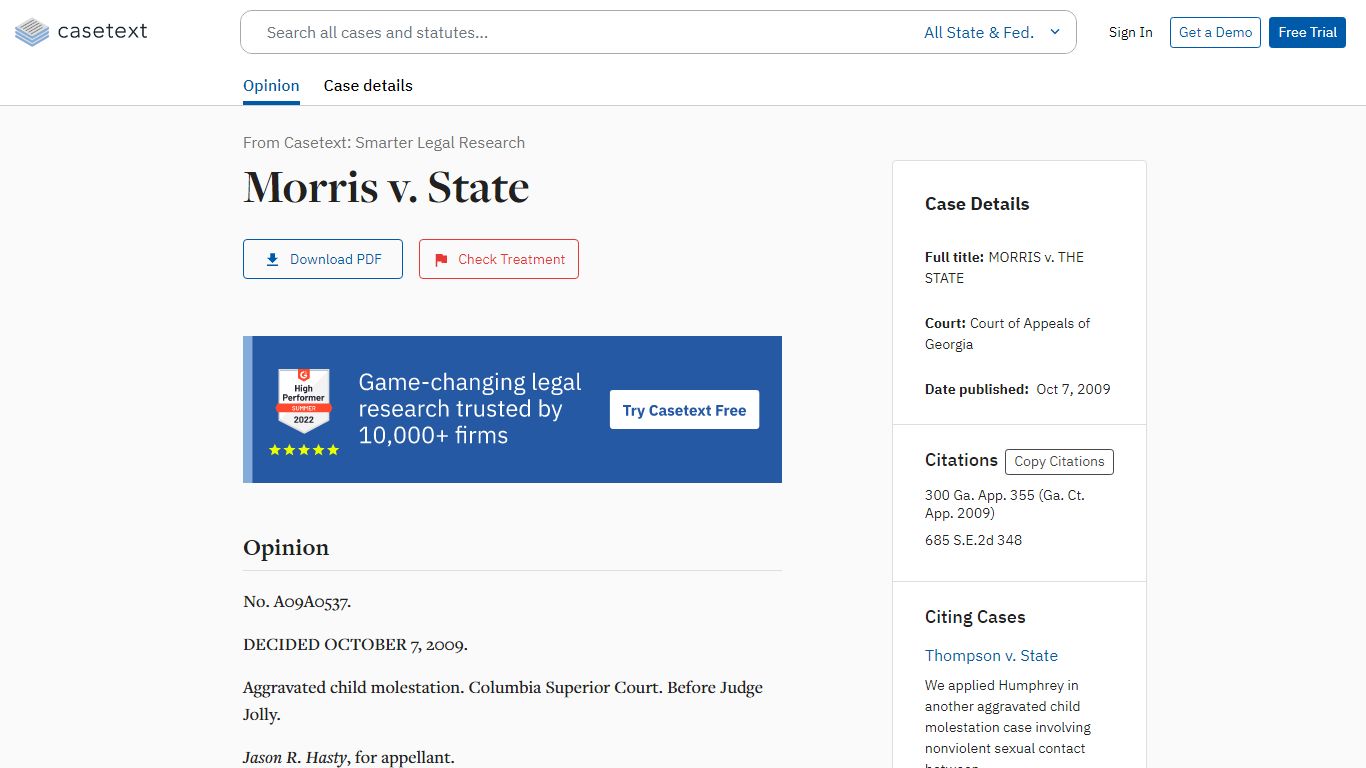 Morris v. State, 300 Ga. App. 355 | Casetext Search + Citator